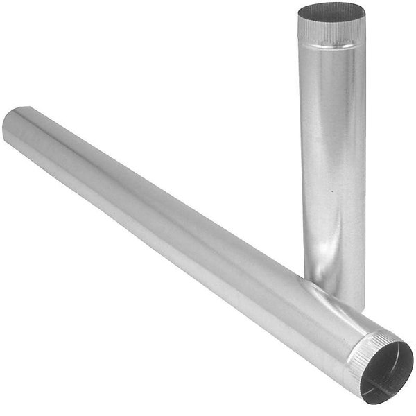 Imperial Duct Pipe, 6 in Dia, 24 in L, 26 Gauge, Galvanized Steel, Galvanized GV0380